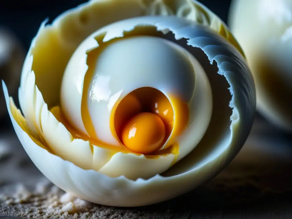 Detalle del balut en Filipinas: huevo con embrión parcialmente desarrollado, mostrando la historia culinaria del balut en Filipinas