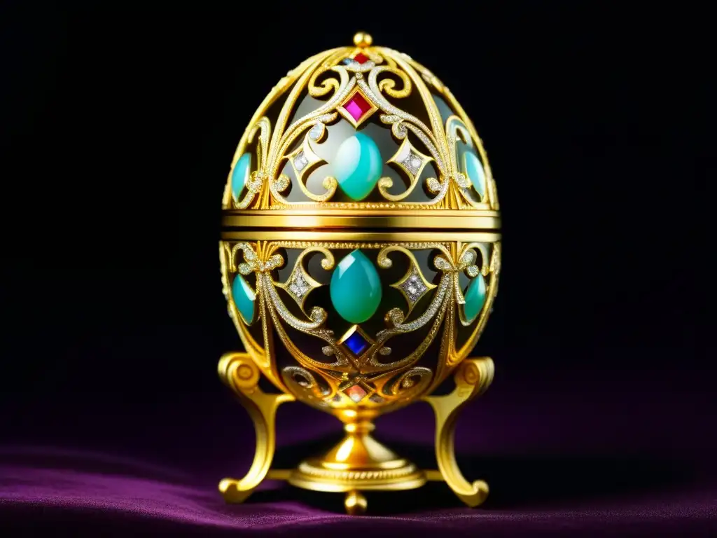 Detalle dorado de un huevo Fabergé, lujo y artesanía de la corte rusa