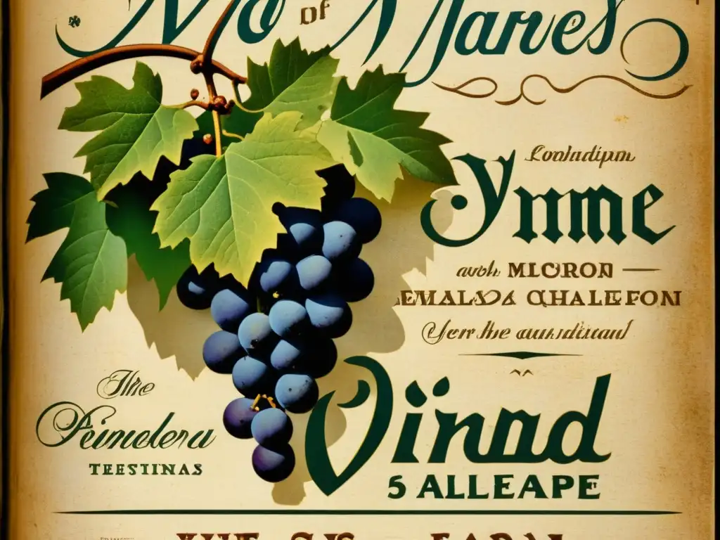 Detalle envejecido de una revista de vinos de principios de 1900, resaltando la tradición vitivinícola histórica