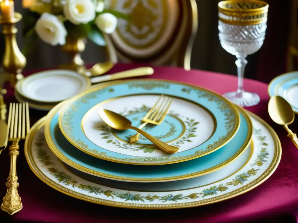 Detalle exquisito de una mesa de comedor francés del siglo XVIII