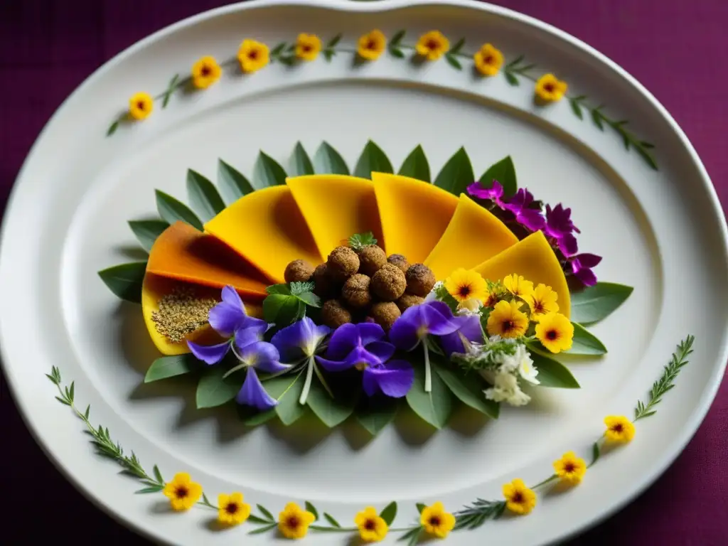 Detalle de un exquisito plato de la cocina Abásida con plantas comestibles