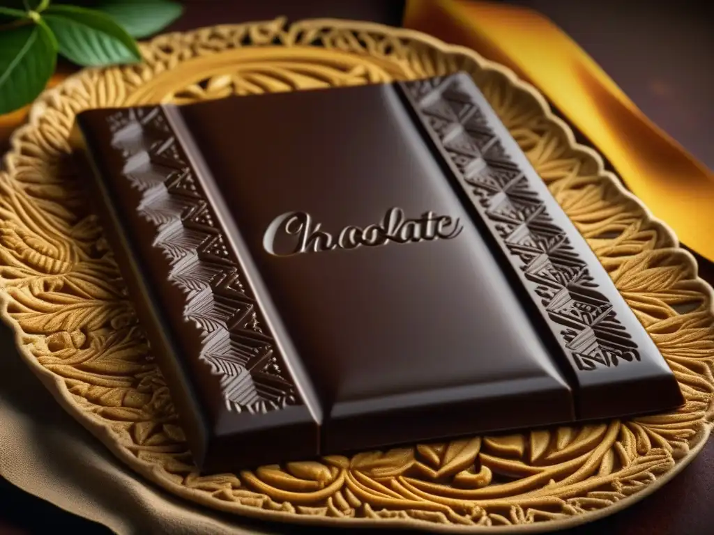 Detalle exquisito de una tableta de chocolate latinoamericano, resaltando la diversidad del chocolate latinoamericano