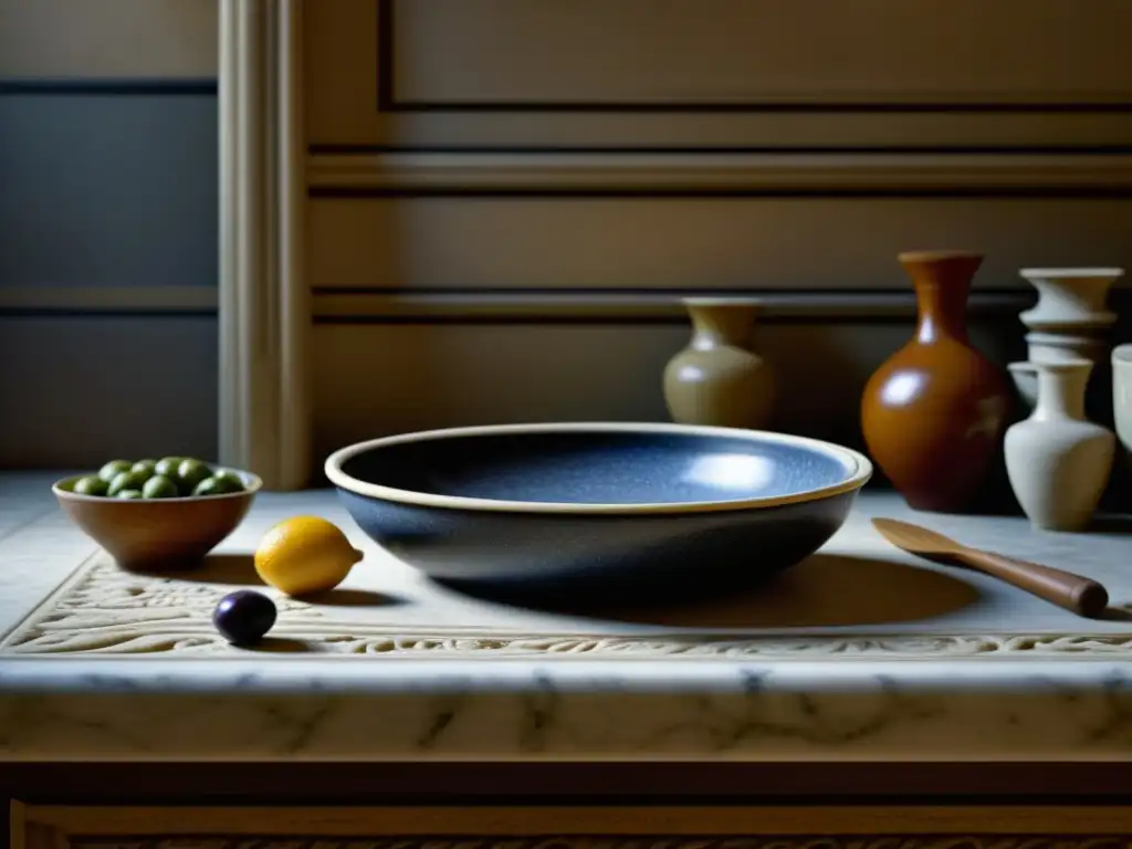 Detalle fascinante de un artefacto de cocina romana antigua, con sabores de la cocina romana en cada rincón