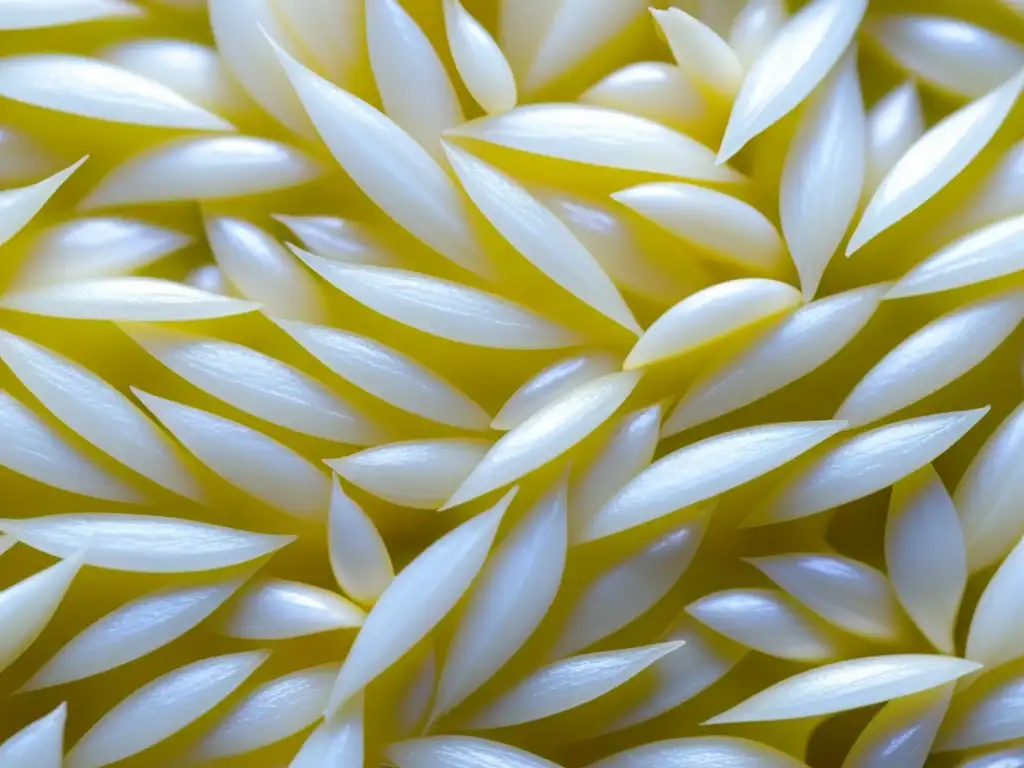 Jazmín: belleza en cada grano Detalle fascinante del grano de arroz jazmín, reflejando su pureza y belleza natural