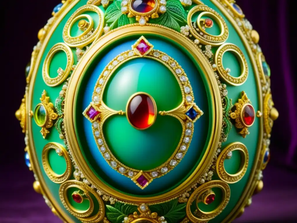 Detalle fascinante de un huevo Fabergé zarista, joya de la Gastronomía Rusia Zarista Recetas Históricas