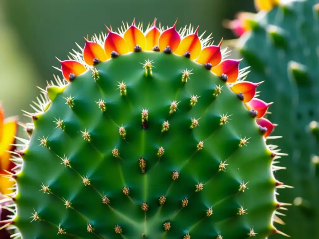 Detalle fascinante de un nopal en el desierto, resaltando la historia de los higos chumbos