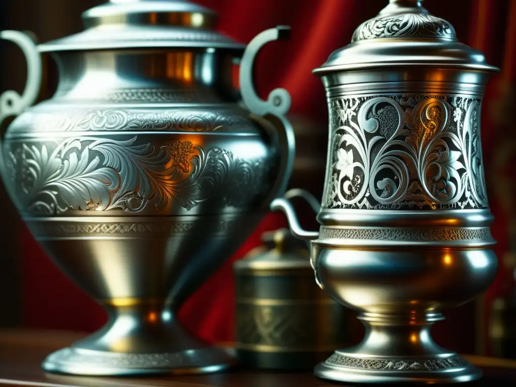 Detalle impresionante del samovar ruso tradicional, destacando grabados y vapor