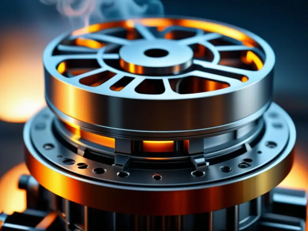Detalle intrincado de un pistón de máquina de vapor, símbolo de la Revolución Industrial que transformó dietas europeas