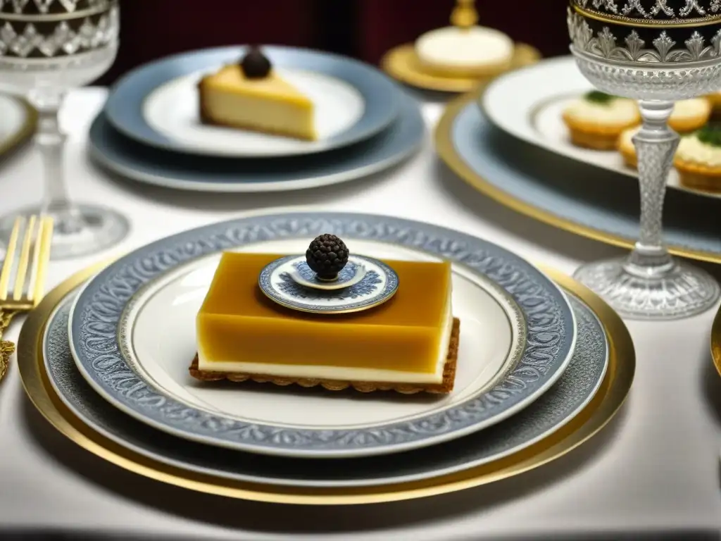 Detalle lujoso de una mesa de banquete en la corte real de Luis XIV con alta cocina francesa historia recetas