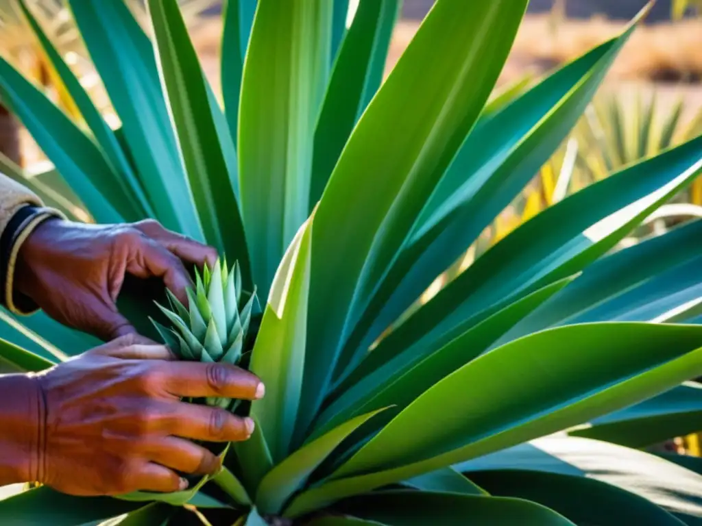 Detalle de recolección de maguey para pulque, historia y cultura de México