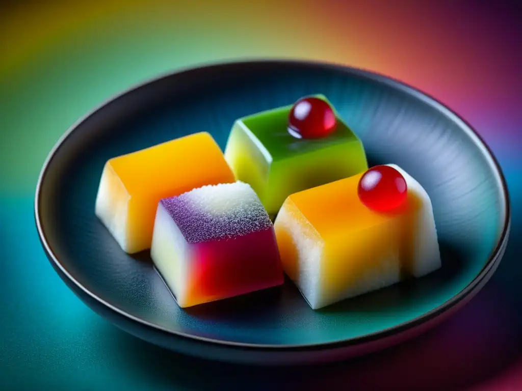 Detalle de mochi moderno: una reinvención del mochi tradicional con colores vibrantes y texturas únicas