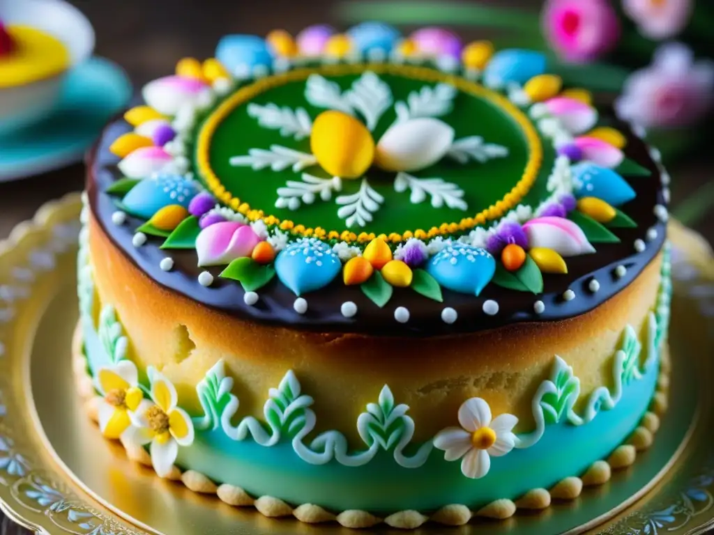 Detalle de un pan de Pascua eslavo decorado, reflejando el significado cultural en repostería eslava