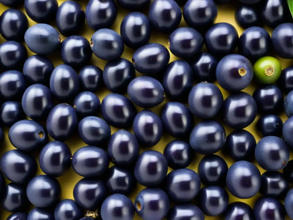 Detalle del acai: historia del acai superalimento cultural, mostrando sus patrones y texturas en la Amazonía