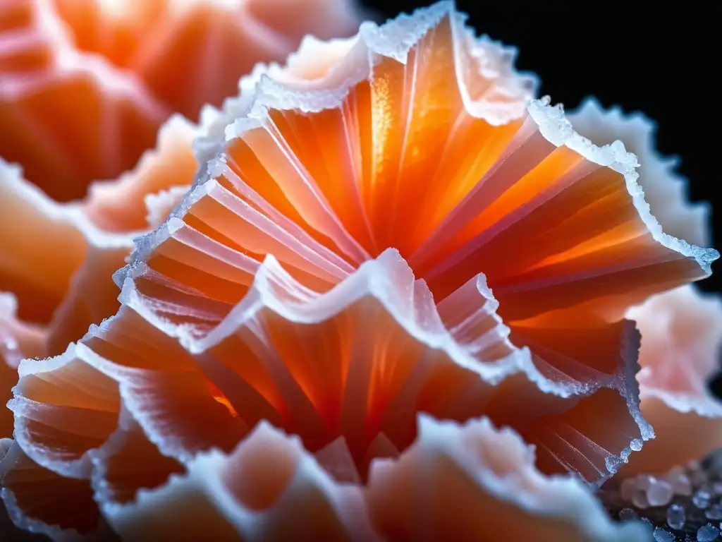 Detalle único de un grano de sal rosada del Himalaya, resaltando su estructura cristalina