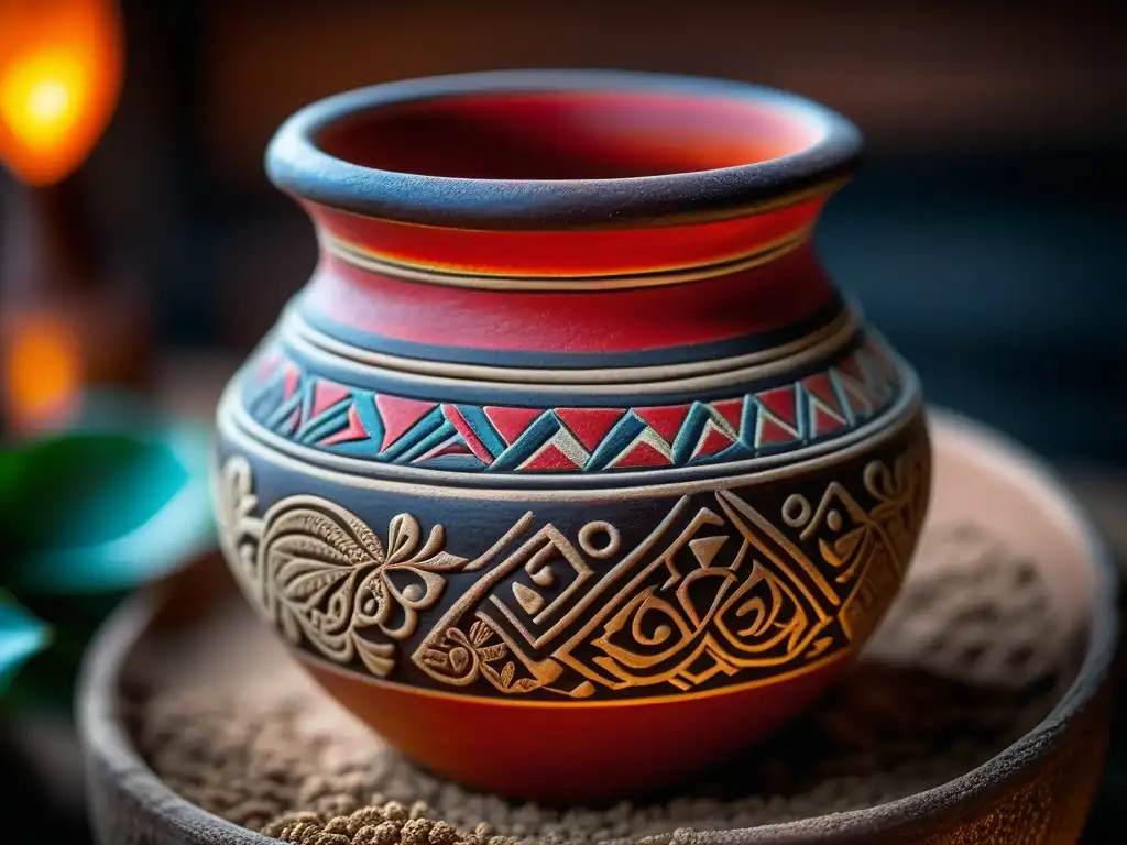 Detalle de vaso maya con cacao y chiles, sabores ancestrales