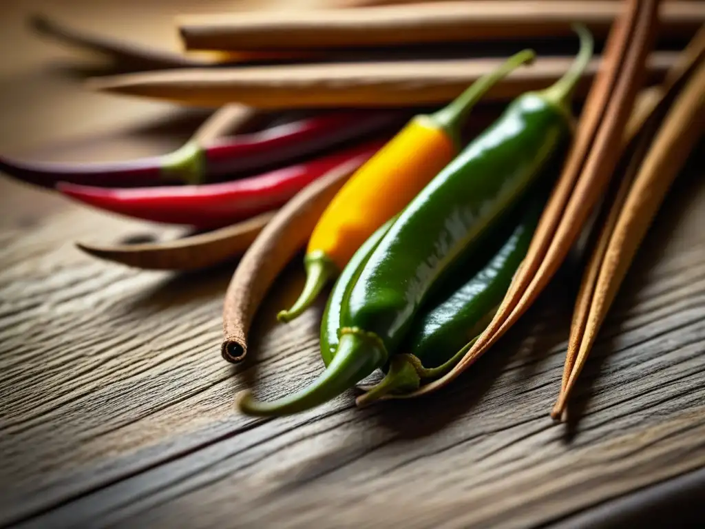 Detalle vibrante de especias hispanoamericanas resaltando la importancia culinaria