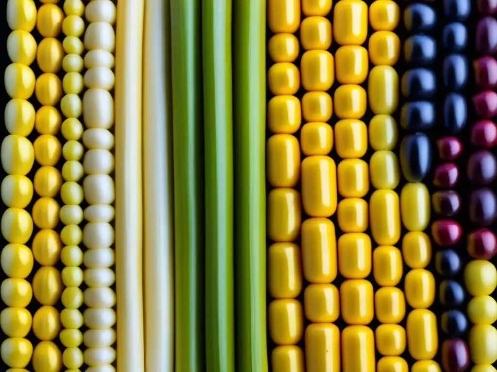 Maíz: vibrante variedad de granos en detalle Detalle vibrante de maíz: variedades de maíz en Europa, reflejo de origen cultural maíz América Europa