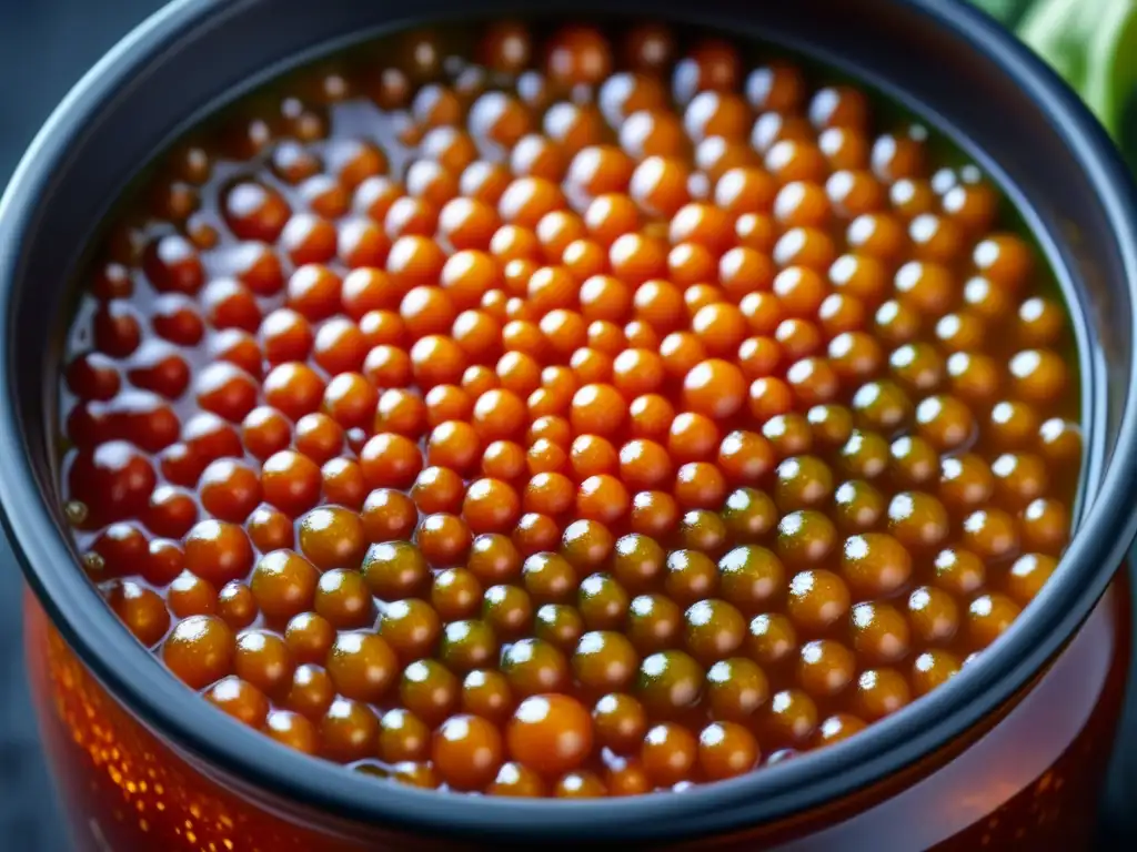 Detalles burbujeantes de la fermentación en recetas históricas culinarias, con kimchi vibrante en acción