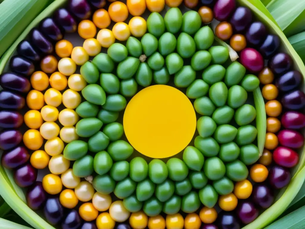 Detalles coloridos de maíz, destacando la diversidad y belleza de variedades en América Latina