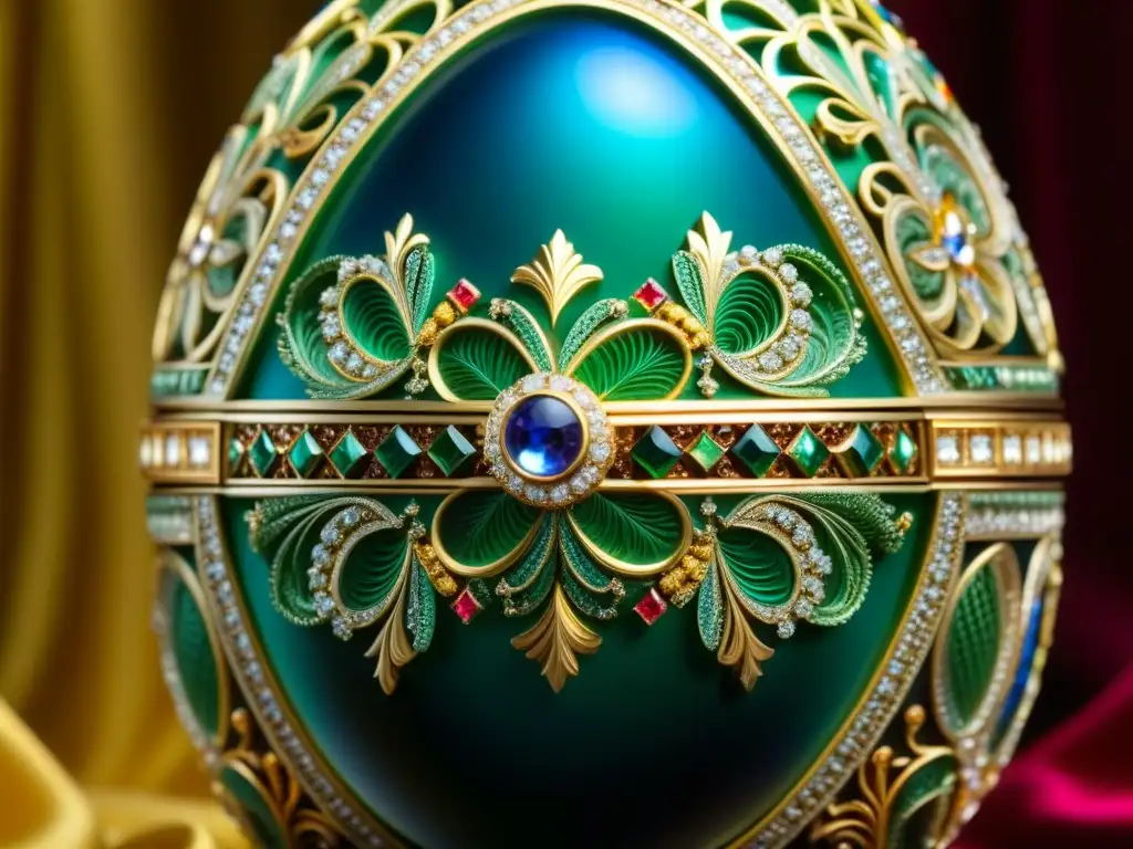 Detalles deslumbrantes de un huevo Fabergé, reflejo de la opulencia de la Rusia zarista