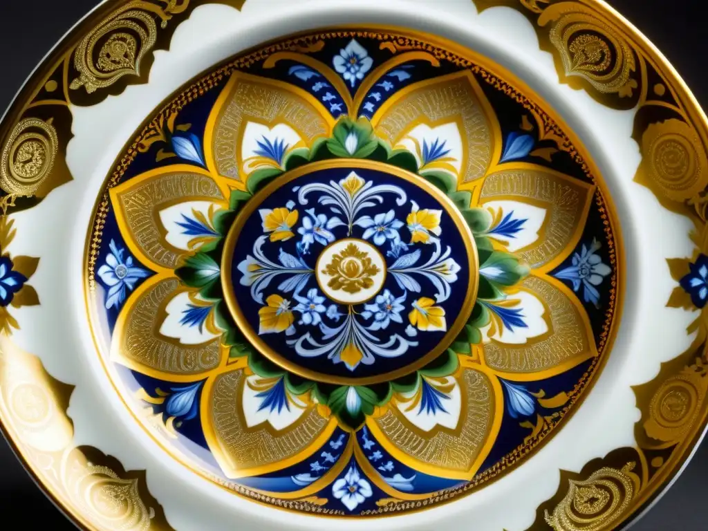 Detalles dorados y colores vibrantes en una porcelana de la corte de los zares de Rusia Imperial