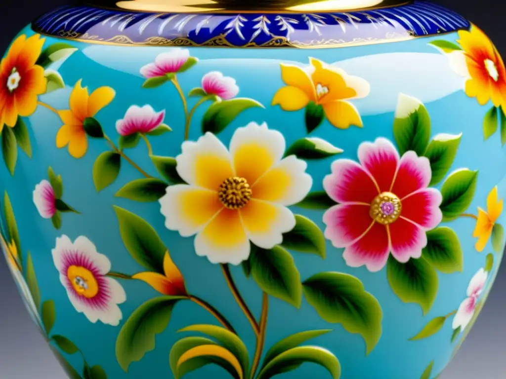 Detalles florales pintados a mano en una delicada Porcelana de Sévres, mostrando la artesanía y la relevancia cultural