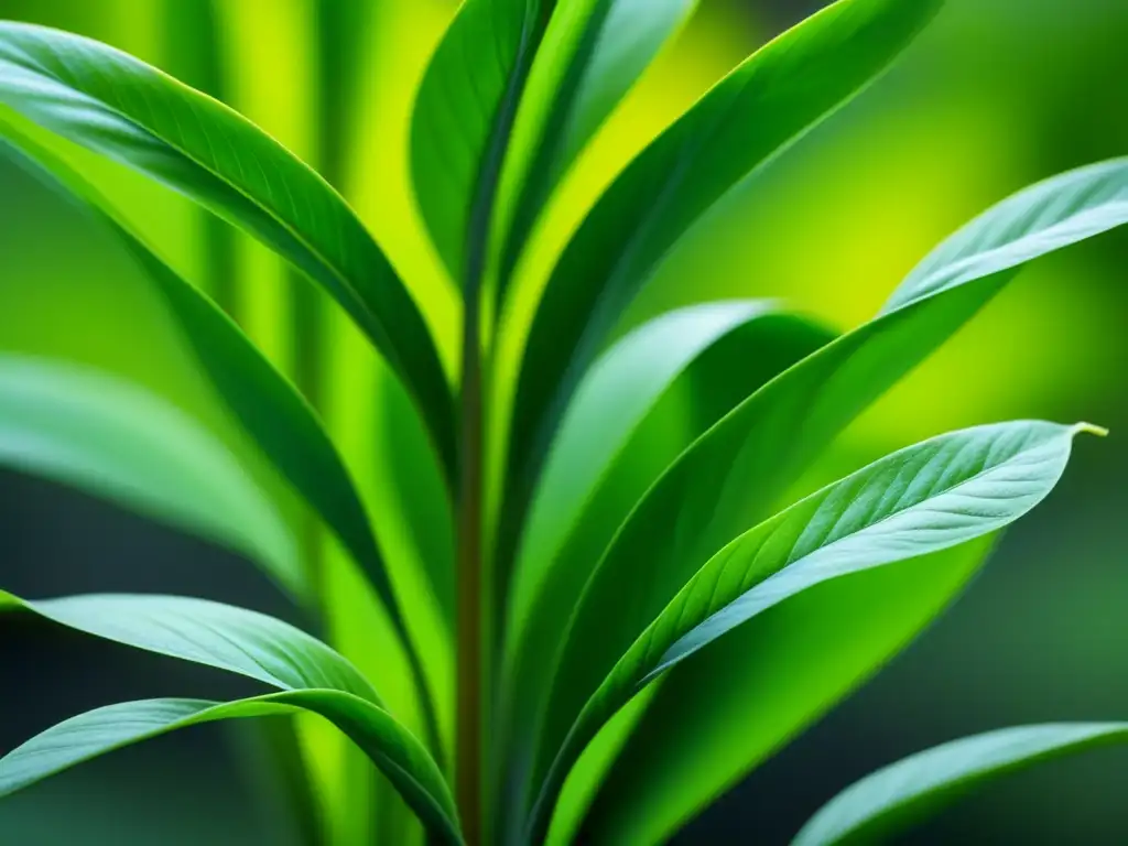 Delicadas hojas de té verde en infusión: un viaje visual cautivador Detalles en hojas de té verde en infusión, historia del té a través de sutiles patrones y texturas