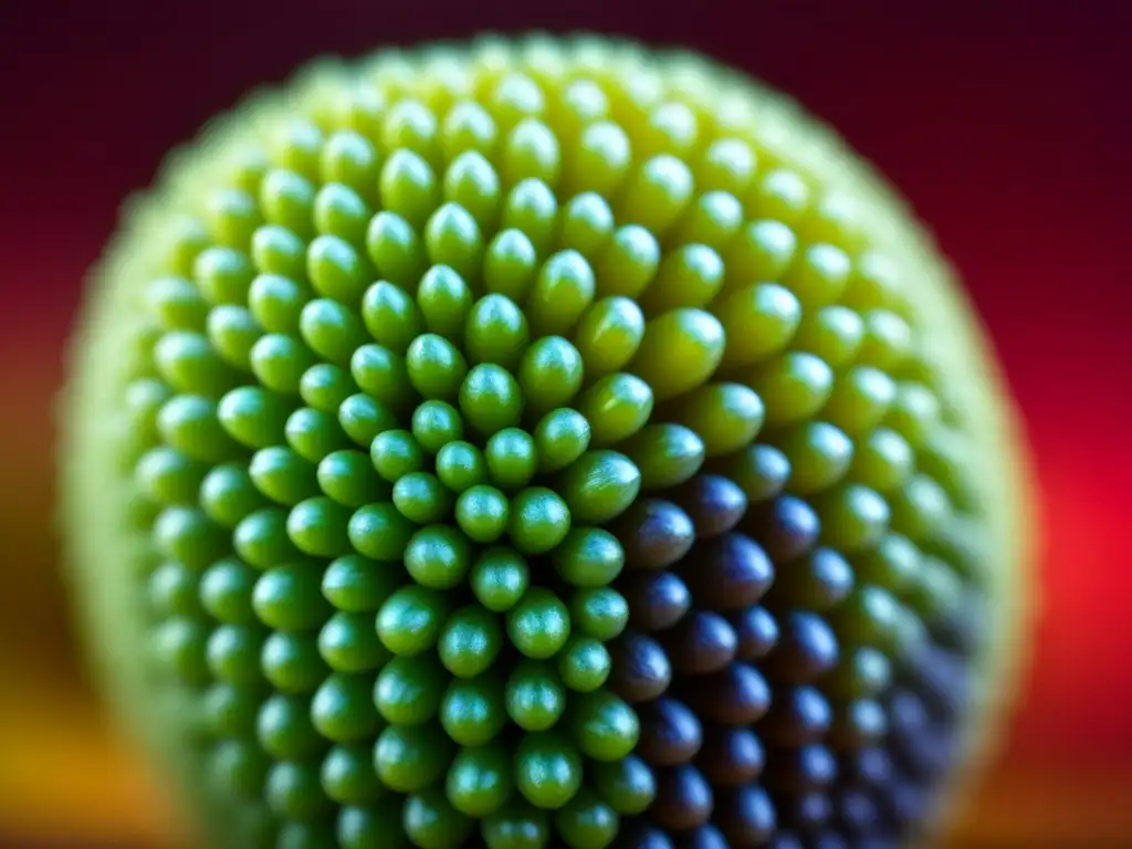 Detalles en macro de una semilla de quinua resaltando sus patrones y textura, con beneficios antioxidantes de granos ancestrales