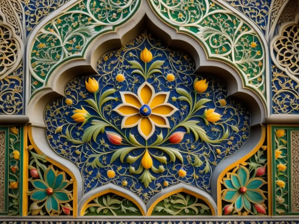 Detalles Mughal de arte en pared de mármol, conservación alimentos técnicas Mughal