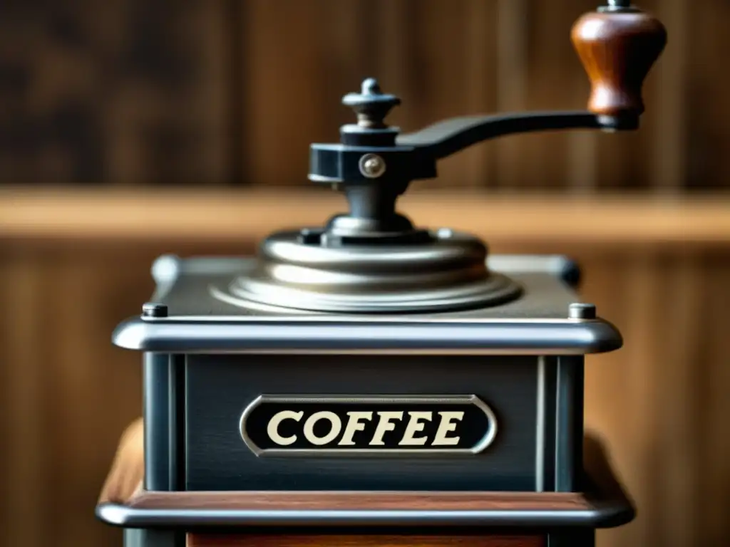 Detalles nostálgicos de un molinillo de café vintage, historia de la evolución tecnológica en la molienda