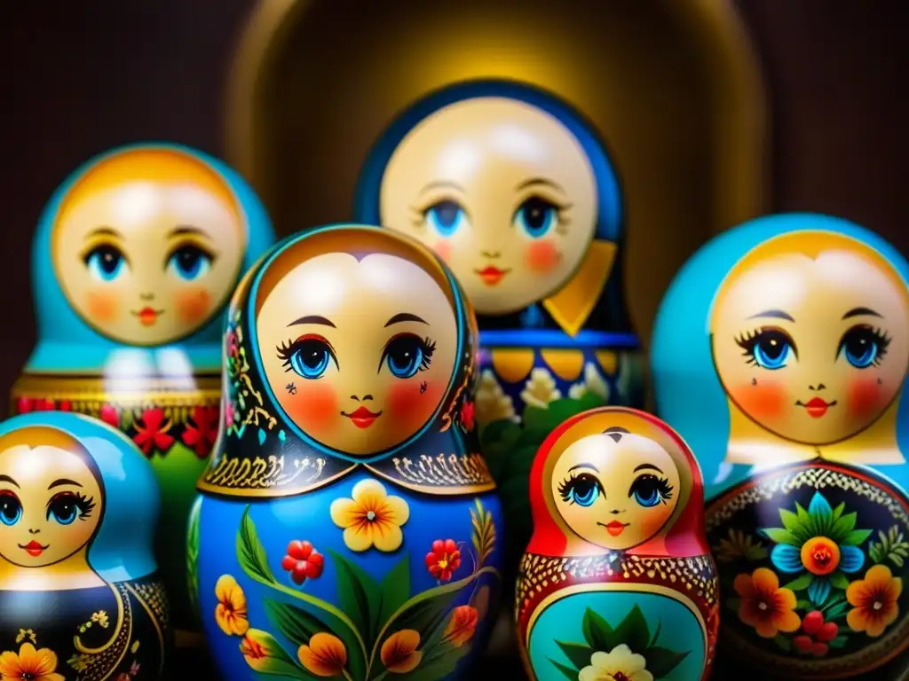 Detalles pintados de muñeca rusa Matryoshka revelan capas de historia y cultura, simbolizando la influencia de Napoleón en la cocina rusa