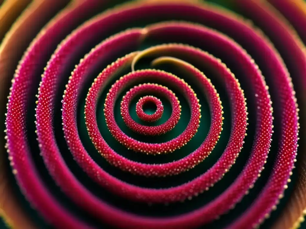 Detalles vibrantes del amaranto en espiral, historia del supergrano amaranto