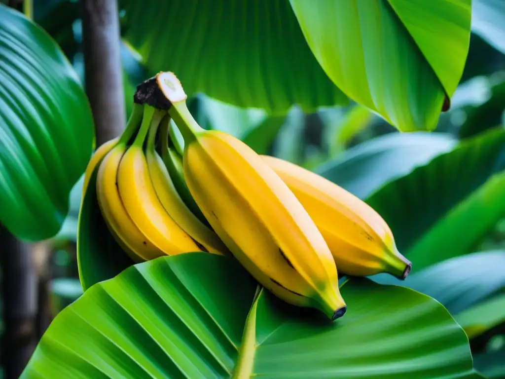 Detalles vibrantes de bananos en Micronesia, inspiración para recetas tradicionales con banano en Micronesia