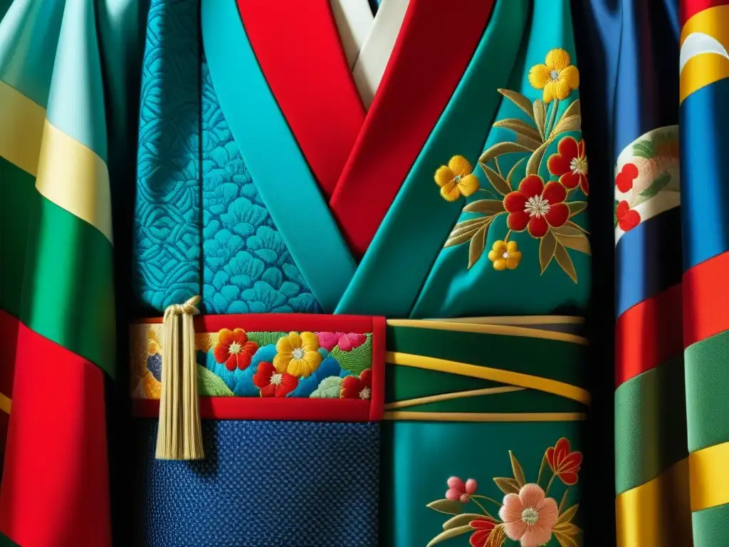 Detalles vibrantes: bordado japonés fusionando diseño portugués, influencia cultural de Portugal en festividades japonesas