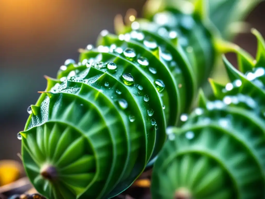 Detalles vibrantes de okra recién cosechada, brillando bajo el sol matutino