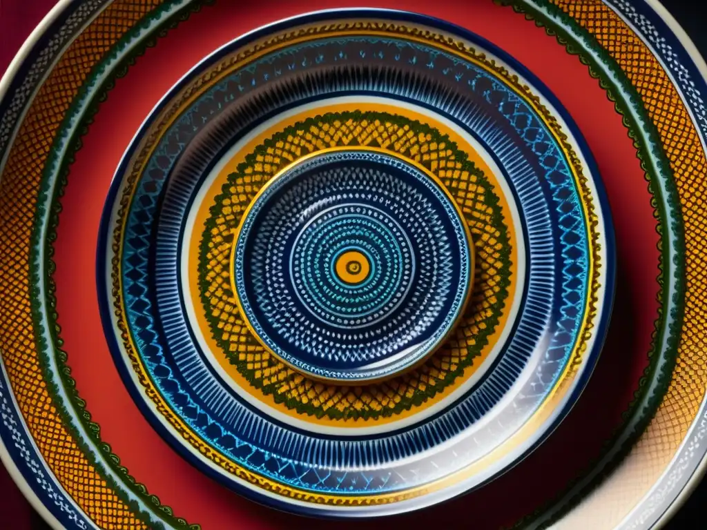 Detalles vibrantes y diseños elaborados de un plato colonial africano, reflejando su impacto global