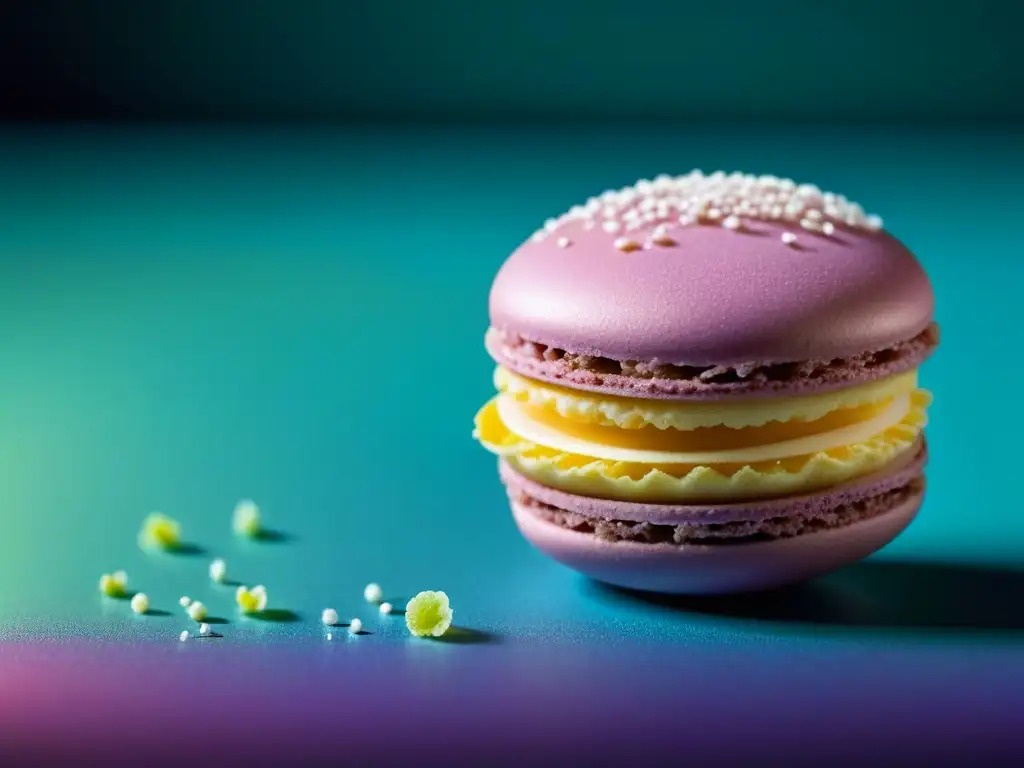 Detalles vibrantes de un macaron francés: impacto cultural azúcar postres