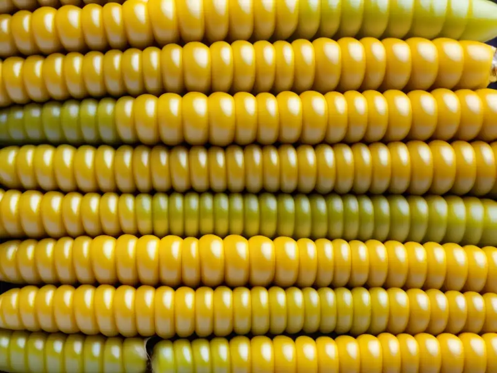 Detalles vibrantes de granos de maíz amarillo en patrón simétrico