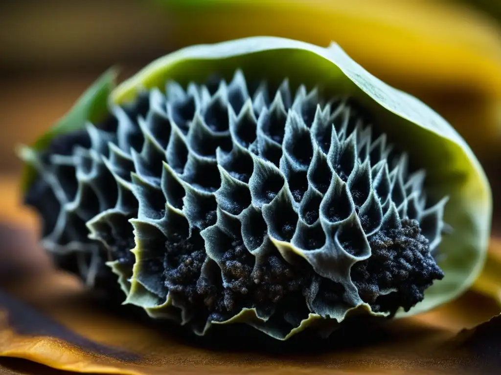 Detalles vibrantes del huitlacoche fresco resaltan sus beneficios culinarios