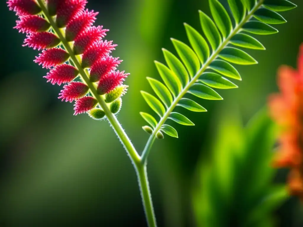 Detalles vibrantes de una planta de quinua en los Andes, resaltando su importancia en la Dieta Inca y sus beneficios nutricionales