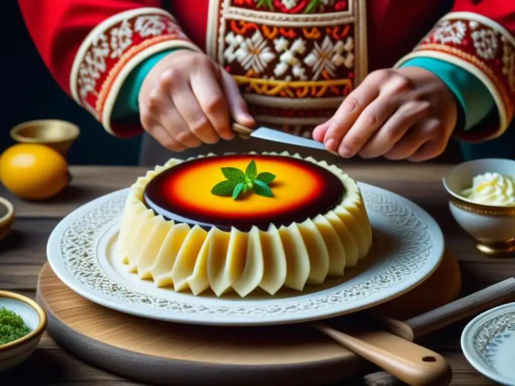 Delicada preparación de postre eslavo tradicional: detalle supremo Detalles vibrantes de postres eslavos históricos y cultura, preparados con destreza