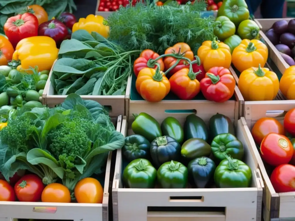 Detalles vibrantes de un puesto en el Naschmarkt de Viena con productos frescos