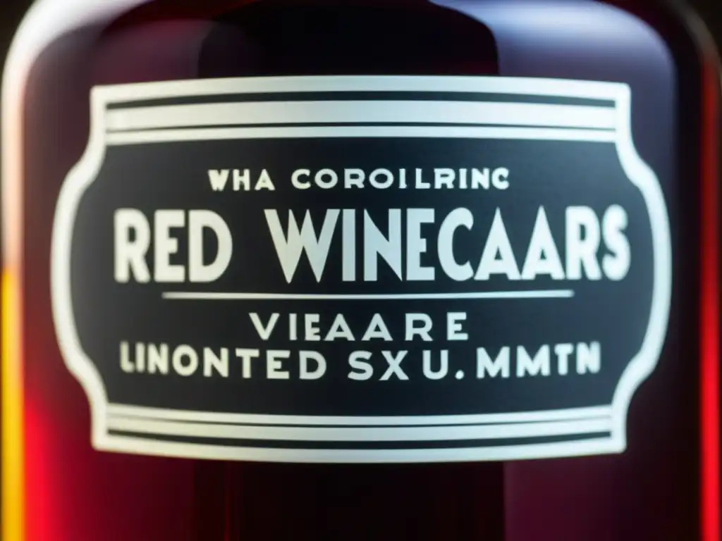 Detalles vibrantes de vinagre de vino tinto en botella, técnicas de conservación de alimentos históricas