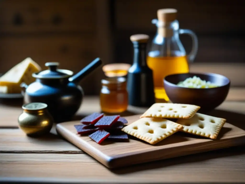 Dieta de exploradores y conquistadores en la historia: mesa con alimentos históricos