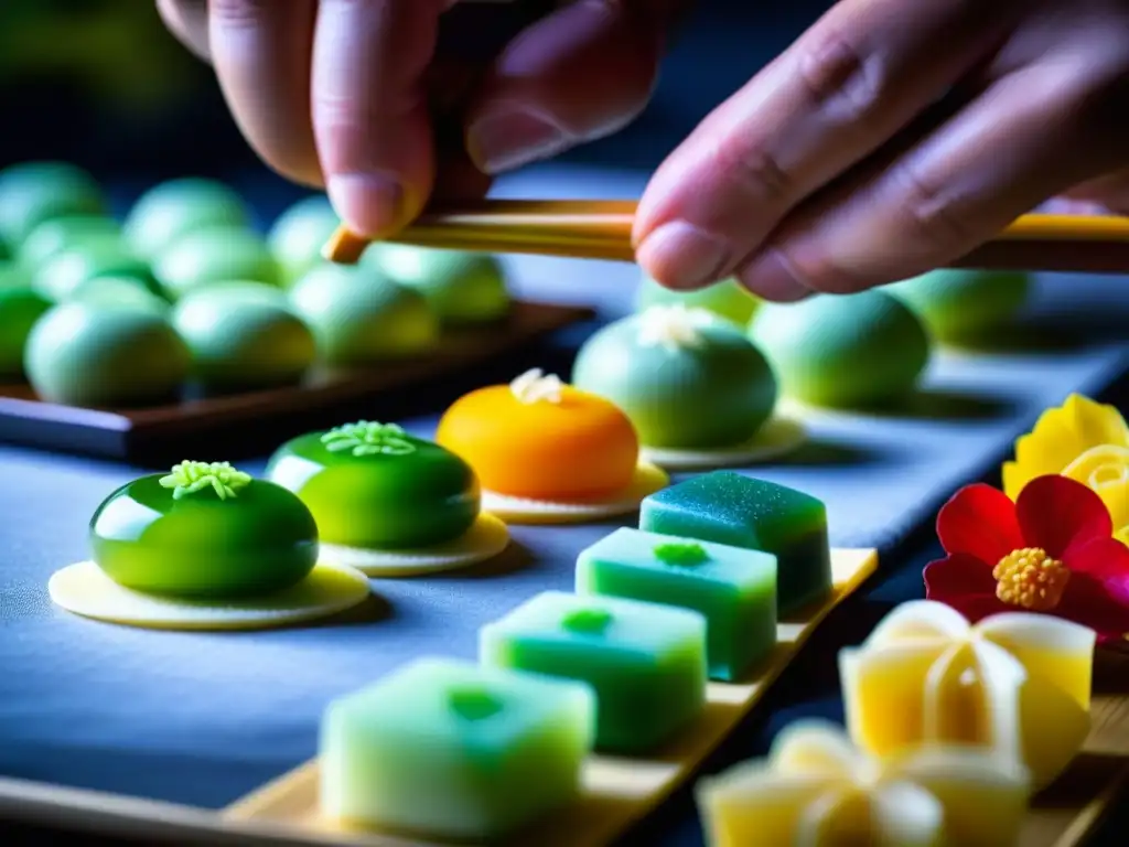 Dulce japonés influencia portuguesa: Artesanía detallada de wagashi, fusión cultural en cada detalle