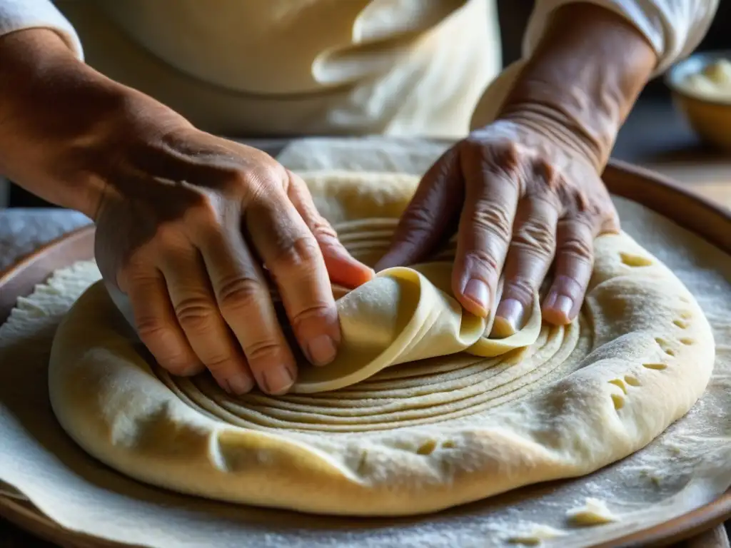 Elaboración artesanal de pan lavash armenio, destacando la tradición culinaria