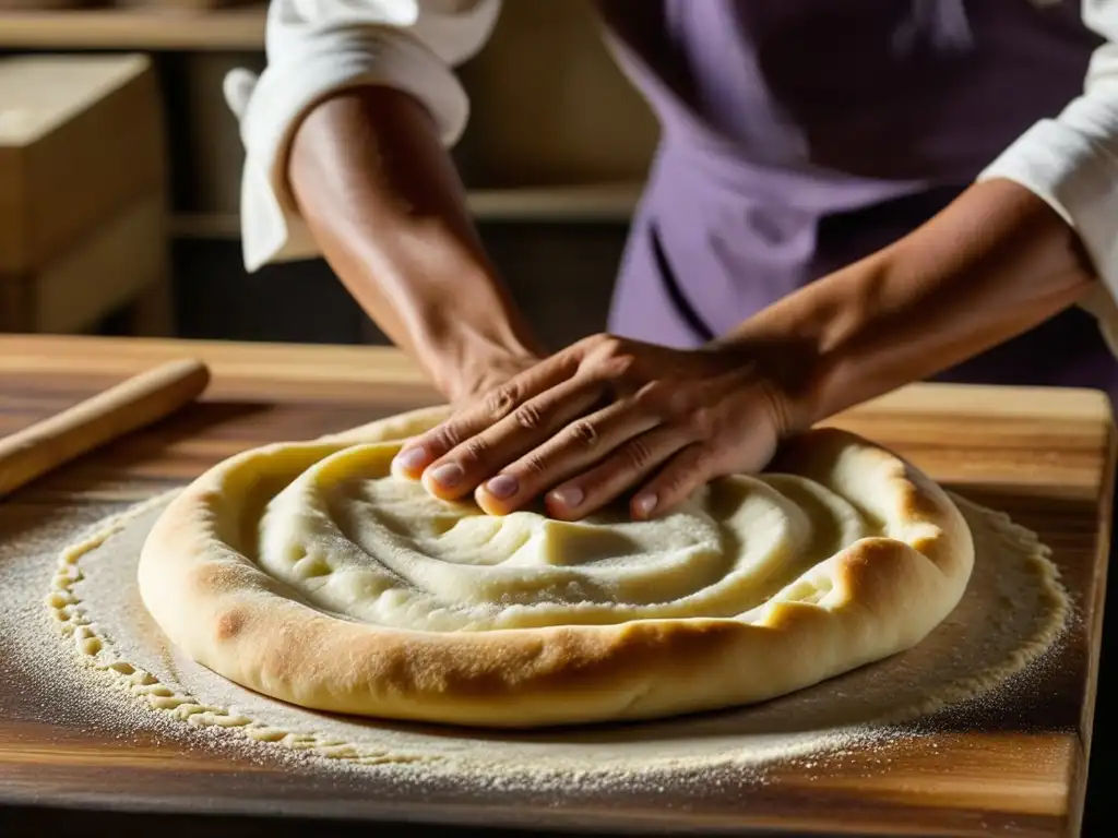 Elaboración artesanal de Pan Naan, manos expertas amasando la masa con destreza y tradición