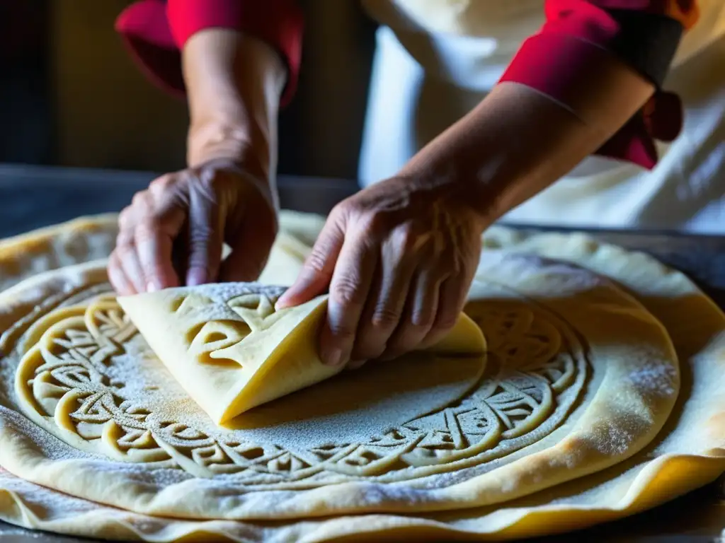 Elaboración detallada de pan lavash armenio, simbolizando la historia y la tradición culinaria