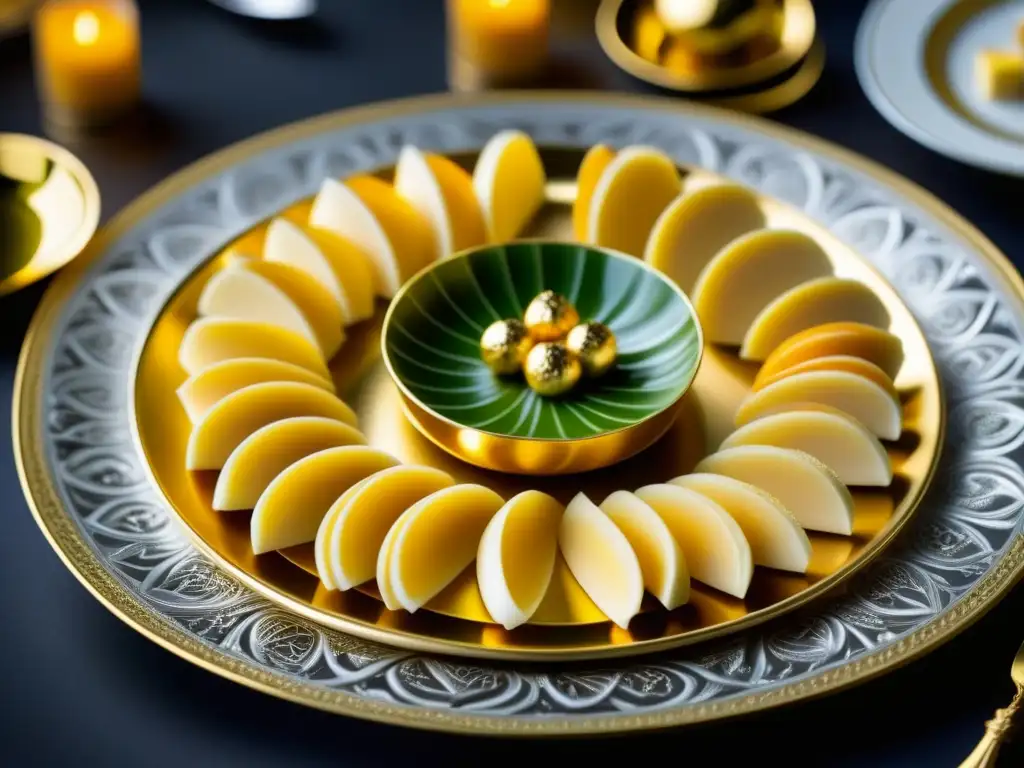 Una elegante presentación de alta cocina en un banquete de Estado