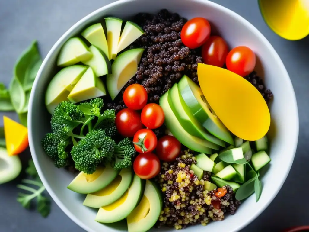 Ensalada de quinua vibrante con vegetales frescos